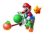 Yoshi (Super Mario) extends its tongue to grab things into its maw.