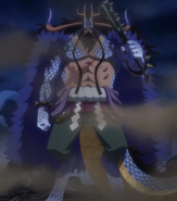 Kaidou "King of the Beasts" (One Piece) is physically extremely strong and durable, a veteran and highly skilled combatant, master of all forms of Haki, and possesses one of the most powerful Devil Fruit powers in the world.