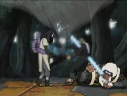 Hiruzen Sarutobi, the Third Hokage (Naruto) using the Dead Demon Consuming Seal to cut Orochimaru's soul, causing his arms to deteriorate.
