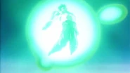 Using his Blaster Meteor, Broly (Dragon Ball Z: Broly - The Legendary Super Saiyan) vents out his excess energy by unleashing a barrage of homing energy balls.