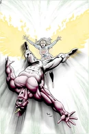 As the Earth-Born Angel of Fire, Linda Danvers/Supergirl (DC Comics) can summon wings of holy fire as well as augment her heat vision with holy flames.