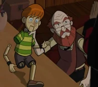 While exploring Rusty's psyche, Orpheus encounters his Ego (The Venture Bros.). Because Rusty sees himself as a failed inventor and scientist, his Ego manifests as a calm, if not sarcastic Geppetto-type character, struggling and failing to repair his inner child.