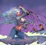 Lara Croft (Top Cow) using the Weave, a combination of the Angelus and the Darkness.