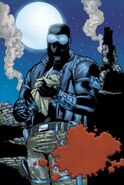 David North/Agent Zero (Marvel Comics) is very proficient with cutlery, the particular skein provided to him by Weapon X was dipped in Adamantium. Which enables him to cut through anything.