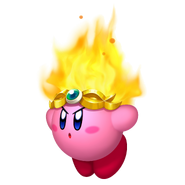 Kirby (Kirby series) turns into fire Kirby when absorbing fire.