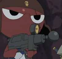 Corporal Giroro (Sgt.Keroro) has proven his supreme precision as the best gunman of the Keron Army.