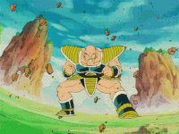 Nappa (Dragon Ball series) unleashing his life force to power up.