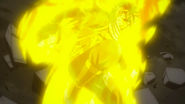 Natsu Dragneel (Fairy Tail) surrounding himself with fire.