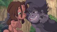 Young Tarzan (Tarzan) talking with Gorilla-girl Terk