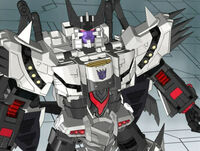 After using the power of the Armor of Unicron to infuse himself with the power of Gigantion's Cyber Planet Key, Megatron (Transformers: Cybertron) upgraded into Galvatron, acquiring far greater strength and electrical abilities, raw power,the power to absorb energy, and the power to form his energy into a destructive sword.