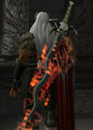 Using the Balance Emblem, Kain (Legacy of Kain) infuses the Reaver with fire.