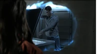 Jess (Misfits) sees Rudy talking to someone locked in a freezer through a solid wall.