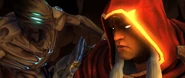 War (Darksiders) was tethered to the Watcher by the Charred Council for the purposes of keeping him in line and ensuring his loyalty.