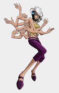 Nico Robin (One Piece) although not nearly as strong as several of her crewmates is still extremely strong in her own right...