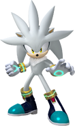 Silver the Hedgehog (Sonic the Hedgehog) utilizing "Chronos Control" to travel through time.