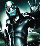 Unlike his comic book counterpart, the Abe Sapien of the Hellboy movies must wear a special breathing apparatus when outside of water for prolonged periods.