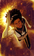 Monica Rambeau/Spectrum (Marvel Comics) can manipulate various forms of energy & turn into various forms of energy.