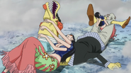 Nico Robin (One Piece) using Hana Hana no Mi can sprouts a copy of her whole body anywhere she likes it, be it on her opponent's body or on land. She can also sprout extra limbs on these duplicated bodies to use some attacks more effectively.