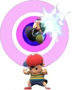 Ness (EarthBound/Mother) using his PK powers to telekinetically throw his foe.