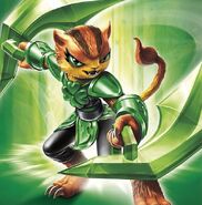 Tuff Luck (Skylanders) can user her Traptanium Warblades to trap enemies infuse them with Life in order advance plant life and shoot razor sharp energy waves.