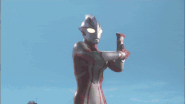 Ultraman Mebius/Mirai Hibino (Ultraman) firing Mebium Shoot.