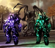 Death (Darksiders II) with the soul splitter device, can cleave his own essence in order to operate special devices.