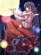 Kaguya Hōraisan (Touhou Project) drank the Hōrai Elixir, thus separating her from the concepts of reality, including space, time and manipulations. Complete destruction equals to complete regeneration.