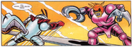 Metamorphia (Sonic the Comic) simultaneously using Muscle Mass Enhancement, Blade Retraction, & Pincer Claw.