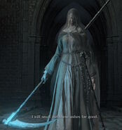 Sister Friede (Dark Souls III) is able to channel ice magic through her scythe, allowing her to inflict frostbite on others.