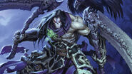 Death (Darksiders series) is the Rider of the Pale Horse and leader of the Four Horsemen of The Apocalypse. His power over necromancy allows him to summon ghouls and converse with spirits of the dead.