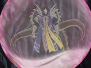 After he created a new body for himself, Naraku (InuYasha) used the power of the Shikon Jewels shards to create a demonic barrier more powerful than his previous ones.