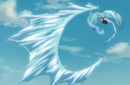 Tōshirō Hitsugaya (Bleach) using Hyoryu Senbi, a slash that even freezes the air itself.