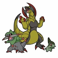 Axew (Pokémon) is known as the Tusk Pokémon, while its evolutions, Fraxure and Haxorus, are known as the Axe Jaw Pokémon.