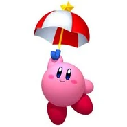 Parasol Kirby (Kirby series) can attack enemies with his parasol.
