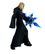 Vexen (Kingdom Hearts series) wields the element of ice through his shield.