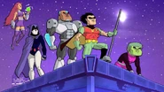 The Teen Titans (Teen Titans Go!) are able to exaggerate all of their skills and powers when they Get Serious.