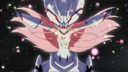 Zero Two (Darling in the FranXX) has merged with Strelizia, becoming its True Apus form.