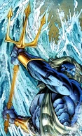 Poseidon (Marvel Comics) possesses powerful energy-wielding abilities. Poseidon among his ergokinetic applications are firing powerful force bolts from his hands powerful enough to destroy a planet, he can create powerful electrical fields, & erect powerful nearly impenetrable force fields powerful enough to protect him from Zeus's attacks. He can also fly, light absorption, electric disruption, astral projection, temporarily increase his physical attributes, & convert an entire tribe of his worshipers into water-breathers.