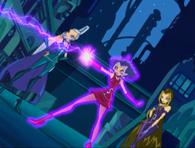 Stormy (Winx Club) is a witch who's been described as the "Queen of Storms" Stormy creates and controls storms, thus deriving a pun from her name. She can create strong gusts of wind. She draws her powers from storms and the wind.