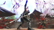 Ryū Hayabusa (Ninja Gaiden) controlling wind to create very sharp vacuum blades.