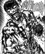 Guts (Berserk) has survived numerous injuries and horrific events such being set on fire, falling multiple stories, cutting his own arm off…