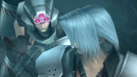 Sephiroth stabbed.gif (2.01 MB) Sephiroth (Final Fantasy VII) thanks to infused with Jenova's cells can survive getting stabbed through the torso with the Buster Sword