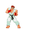 Ryu (Street Fighter series) performs the Shakunetsu Hadoken, a Hadoken imbued with fiery energy.