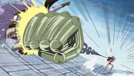 Franky (One Piece) using Strong Right to launch his fist...