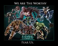 The Worthy (Marvel Comics) were eight superhumans of who were possessed by the spirits of eight Asgardian hammers, giving them amazing strength and other abilities.