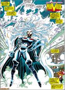 Ororo Munroe/Storm (Marvel Comics) controlling the atmospheric weather, including air and wind.