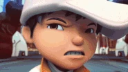 Boboiboy Light (Boboiboy Galaxy) creating a ball and explode it to blind the enemy