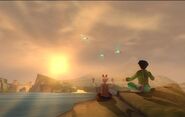 Jade (Beyond Good & Evil) meditating.