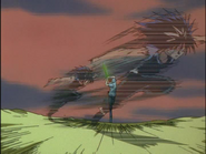 Hiei (Yu Yu Hakusho) moving at bursts of high speed that he leaves behind afterimages.