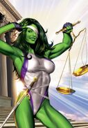 Whenever Jennifer Walters/She-Hulk (Marvel Comics) transforms her height, muscle mass, and chest size all increase.